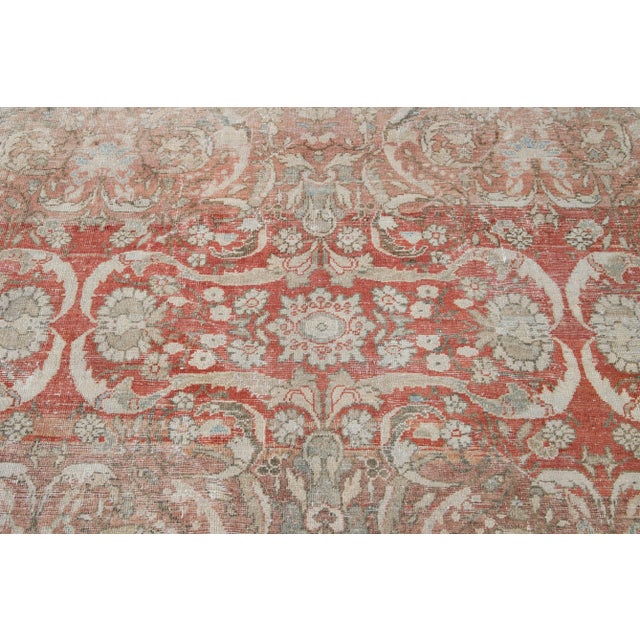 Textile Antique Shabby Chic Red Mahal Wool Rug For Sale - Image 7 of 12
