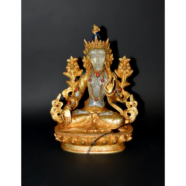 Rock Crystal White Tara Gilt Bronze Tibetan Authenticity Seal For Sale - Image 13 of 18