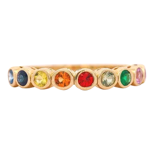 14k Gold Rainbow Multi Color Bezel Set Gemstone Stacking Band Ring Size 7.25