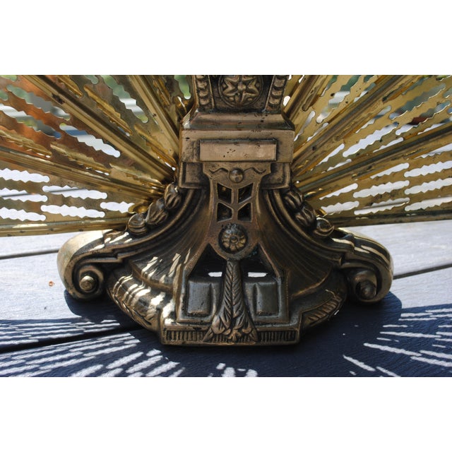 Vintage Brass Fireplace Screen Expandable Fan For Sale - Image 6 of 8