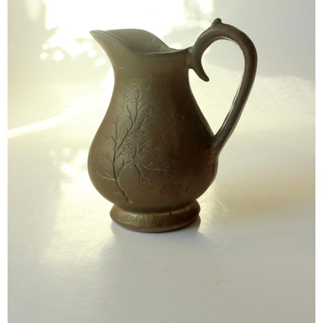 1960s 1960s Vintage Heavy Solid Brass Pitcher - Vase With Engraving For Sale - Image 5 of 6