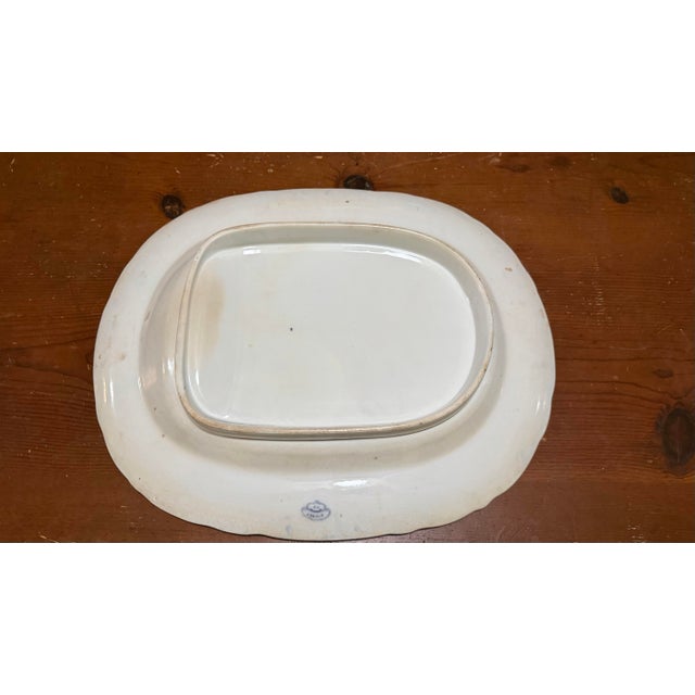 Antique Blue Transfer Ironstone "Sydney" Pattern Tree in the Well Meat Platter, Circa 1850 For Sale - Image 11 of 12