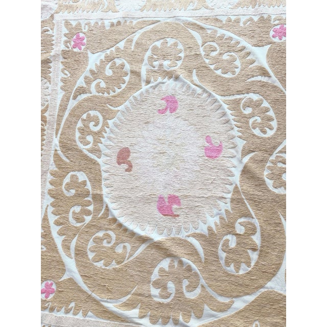 Vintage Suzani from Tashkent, circa 1960s era. Dimension; 56'' x 61'' inches / 141 x 154 cm / 4'8'' x 5'1'' Material: 100%...