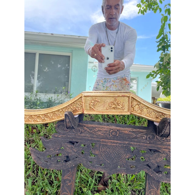 1960s Large Regency Chinoiserie Pagoda Mirror in Gold Leaf, Newly Restored, 51.5”h For Sale - Image 10 of 12