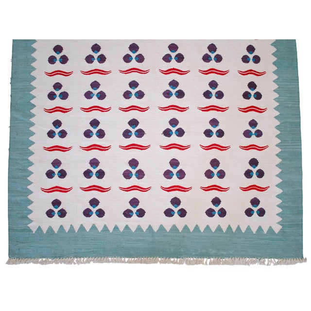 Turkish Silk Rug Kilim Hand Woven Chintamani Motif Oushak Area Rug - 4′2″ × 6′4″ For Sale - Image 13 of 16