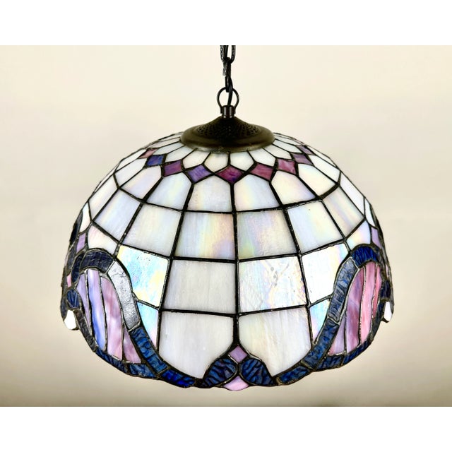 German Crafted Stained Glass Lamp, 1970 For Sale - Image 4 of 9
