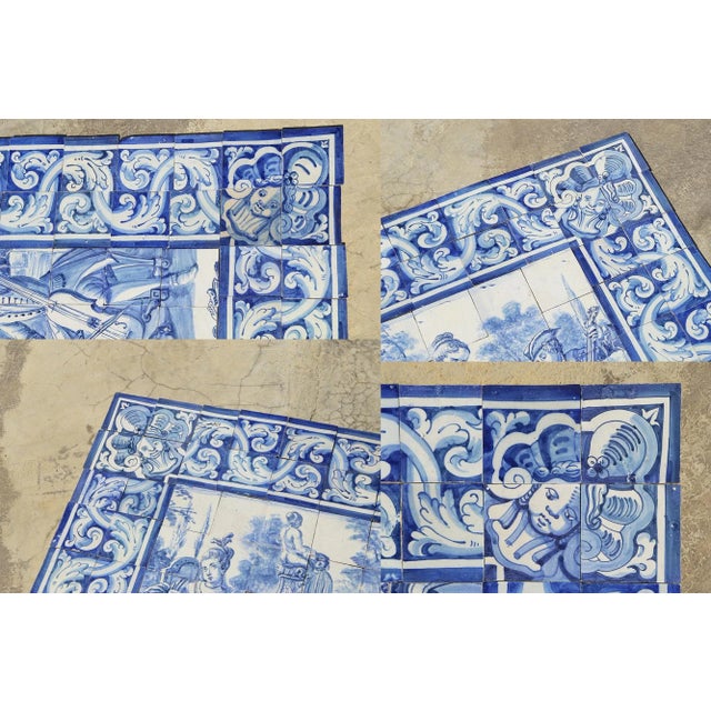 18th Century Antique Portuguese Tile Mural Panel Depicting a Musical Scene For Sale - Image 10 of 13