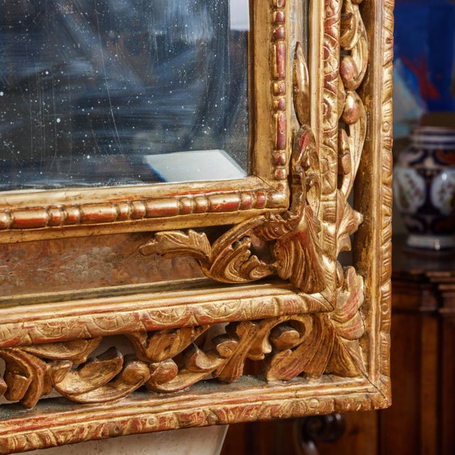 Wood Elaborate Gilded and Etched Stepped Mirror For Sale - Image 7 of 7