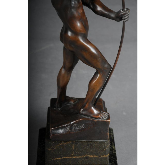 20th Century The Bowman Figure in Bronze by H. Riese For Sale - Image 10 of 15