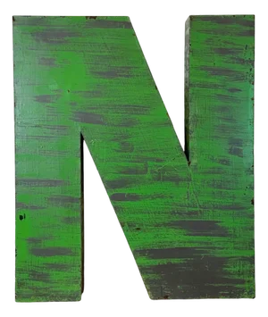 Large Vintage Green Iron Facade Letter N, 1970s