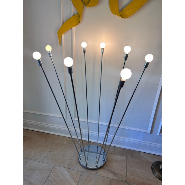 1960s Mid-Century Chrome Floor Lamp with Seven Stems, Attributed to Sonneman Lighting For Sale - Image 9 of 12