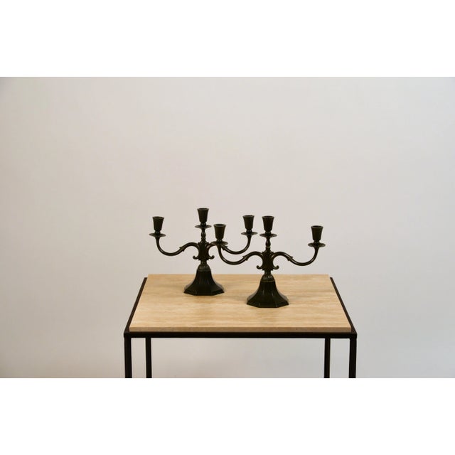 Metal Large Candelabra in Disko Metal by Just Andersen - A Pair For Sale - Image 7 of 8