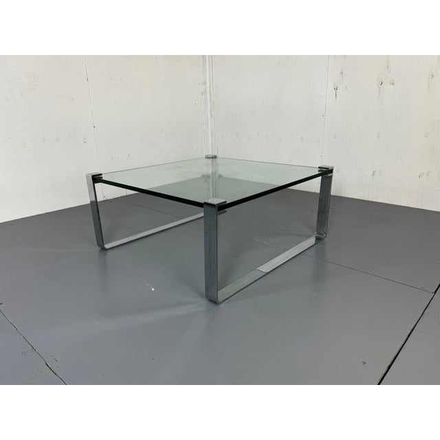Silver Modernist Chrome Steel and Glass Coffee Table by Ronald Schmitt for Draenert, 1970s For Sale - Image 8 of 12
