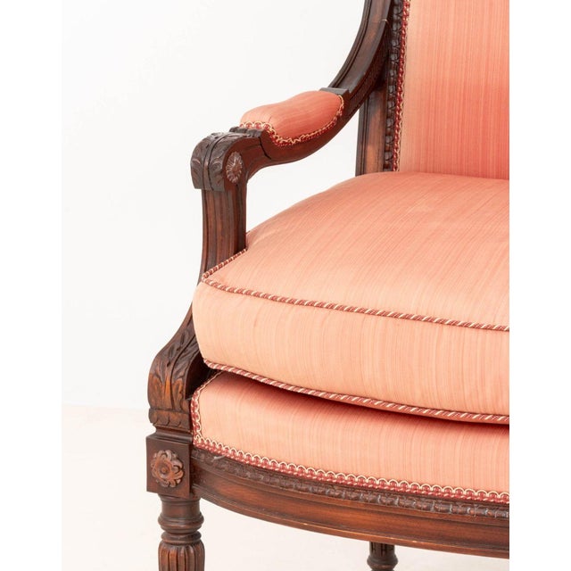 Louis XVI Style Stained Mahogany Armchairs, Pair For Sale - Image 4 of 7