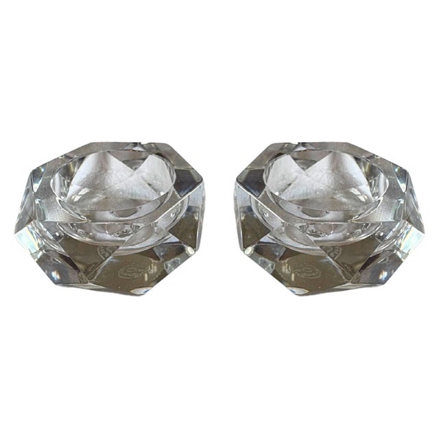 Baccarat 1950s Baccarat Cut Crystal Salt Cellars Salerons Pair With Original Box For Sale - Image 4 of 6