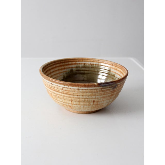 Beige Vintage Handmade Studio Pottery Bowl For Sale - Image 8 of 15
