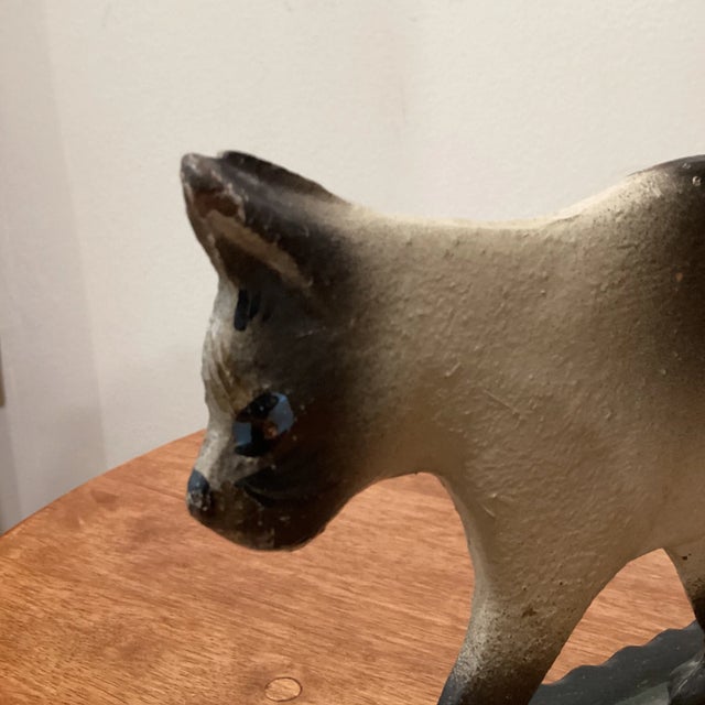 Vintage Mid 20th Century Cast Iron Doorstop Figurine Cat Multi Color Kitty Kat Decorative Art Statue For Sale - Image 12 of 13