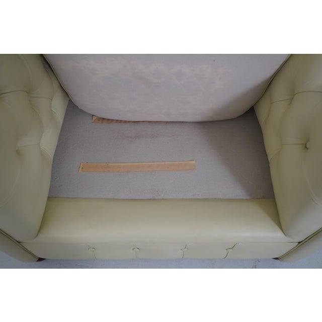 Pair Creme Color Leather Chesterfield Chairs For Sale - Image 18 of 18