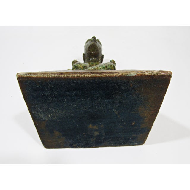 Aztec-Inspired Pre-Columbian Style Seated Figure Statue on Wood Base For Sale - Image 10 of 10
