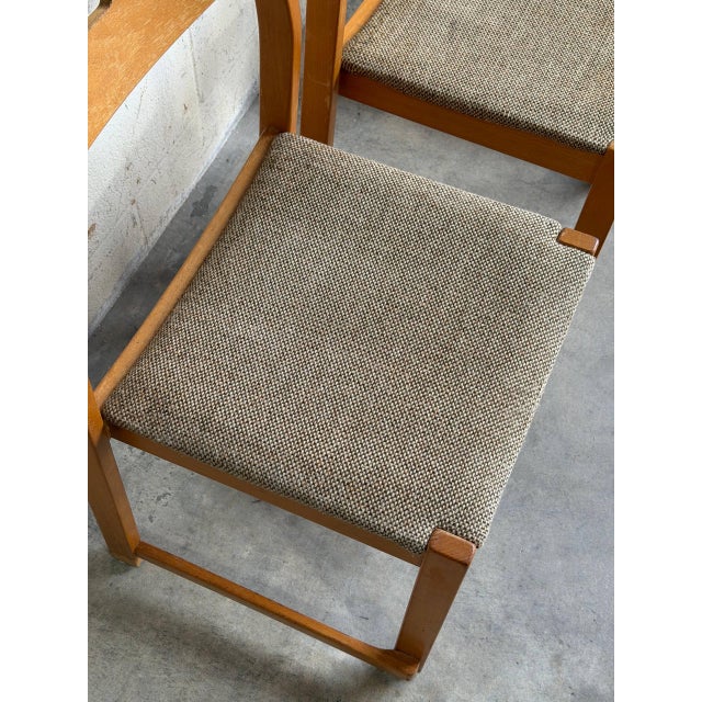 Set of 3 Vintage Danish Modern Dining Chairs in Beech With Textured Upholstery For Sale In Los Angeles - Image 6 of 10