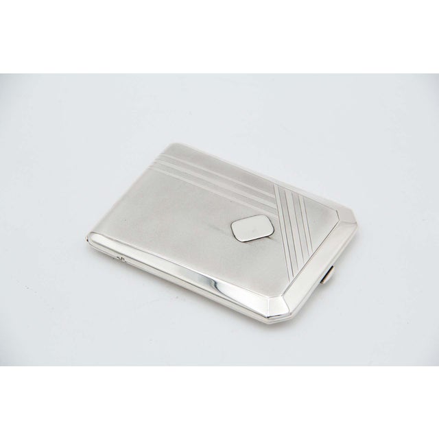 Rectangular Silver Cigarette Case with Beveled Corners For Sale - Image 3 of 4
