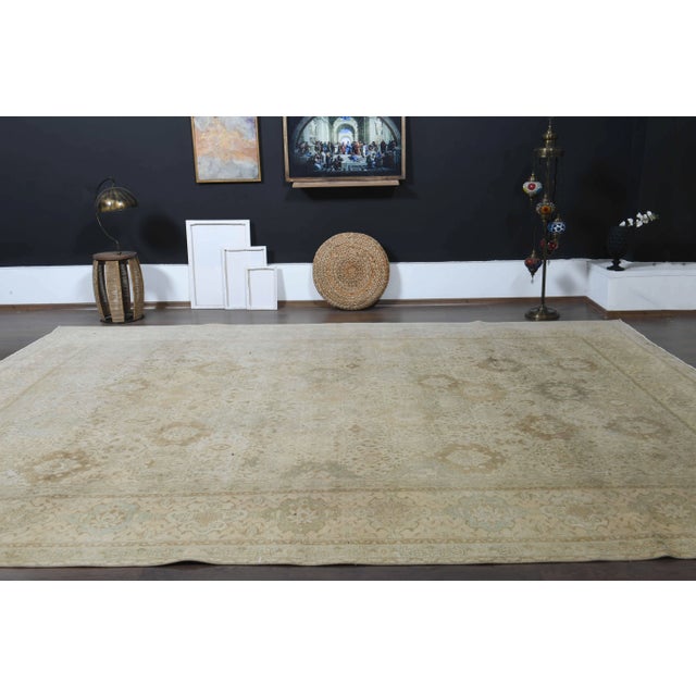 1960s Persian Handmade Wool Cotton Orange Oversized Area Rug For Sale - Image 10 of 11