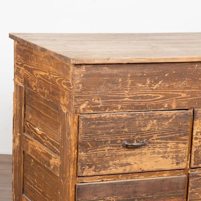 Brown Early 20th Century Hungarian Pine Apothecary Counter With Eight Drawers For Sale - Image 8 of 13