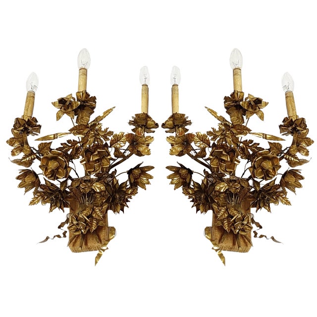 Brass Wall Lights, France, 1960s, Set of 2 For Sale