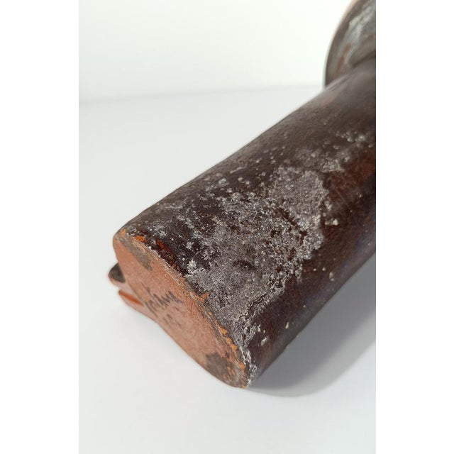 Italian Enamelled Earthenware Carafe Vase in Primitive Style, 1960s For Sale - Image 12 of 18