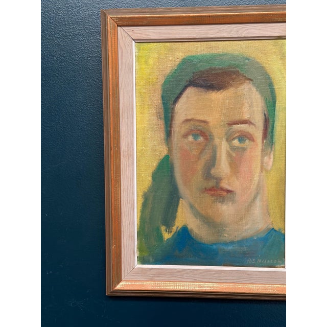A‑S Nilsson, Portrait, 1950s, Oil Painting on Panel, Framed For Sale - Image 14 of 18