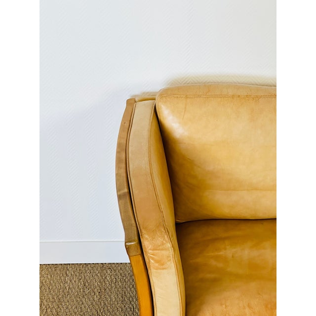 Vintage Scandinavian Sofa in Beige Leather and Wood from Stouby, 1960s For Sale - Image 15 of 18
