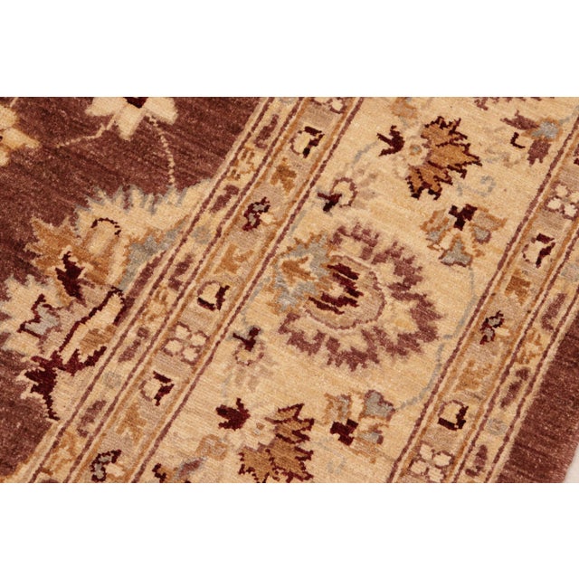 Beige Shabby Chic Ziegler Brown Beige Hand-Knotted Wool Rug - 8'1'' X 9'9'' For Sale - Image 8 of 8