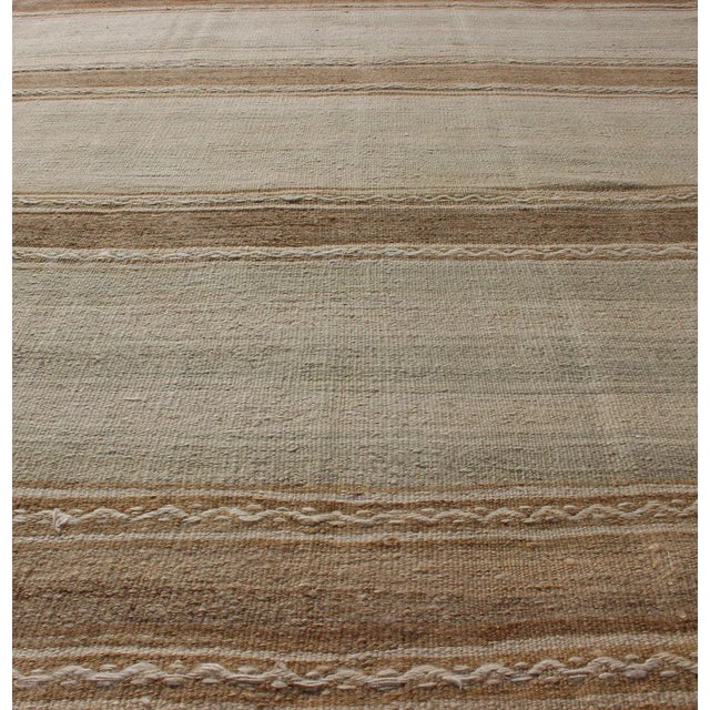 Mid 20th Century Turkish Vintage Kilim Rug With in Tan, Taupe, Brown, Faint Gray Blue, and Earth Tones For Sale - Image 5 of 10