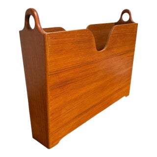 Mid 20th Century Danish Teak Wood Magazine Rack For Sale