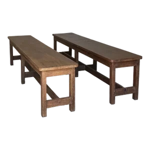 Pair of Large Teak Benches