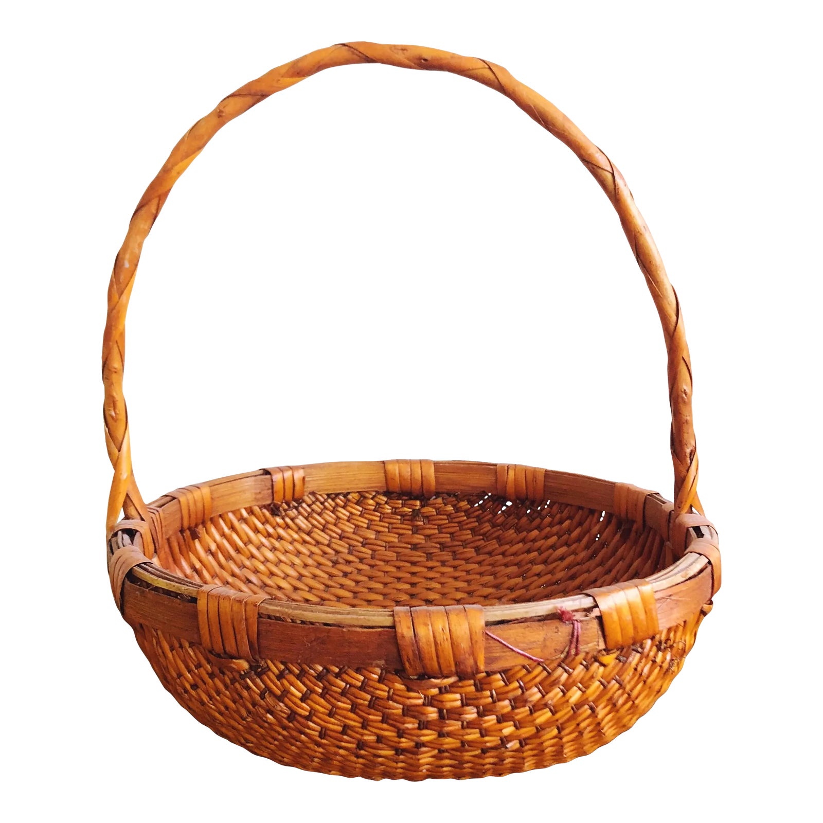 Vintage Asian Woven Wicker Basket | Chairish