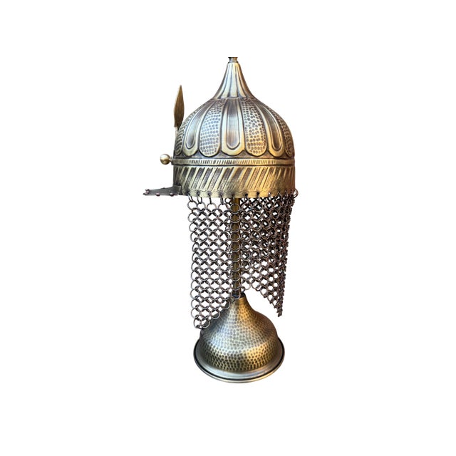 Handcrafted Brass Tabletop Helmet For Sale - Image 4 of 13
