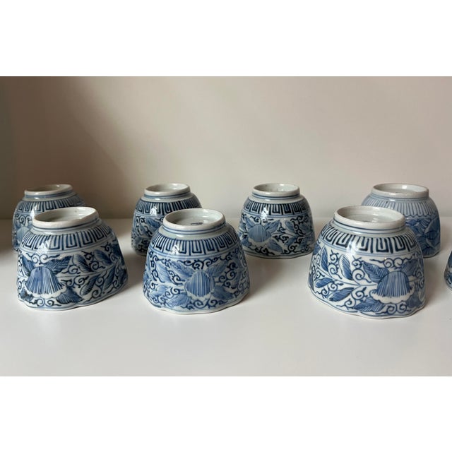 Japanese Antique Japanese Blue and White Teacups - Set/Collection of 12 - For Sale - Image 3 of 18