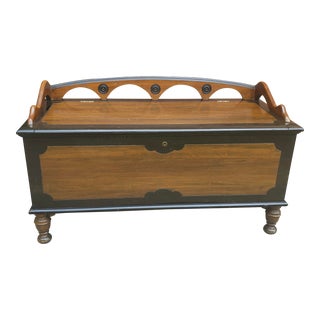 Mid-Century Partial Ebonized Walnut Storage Bench Blanket Chest For Sale