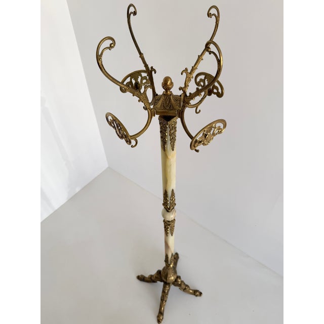 Ornate Italian Brass and Onyx Marble Coat Rack, 1960s For Sale - Image 11 of 18