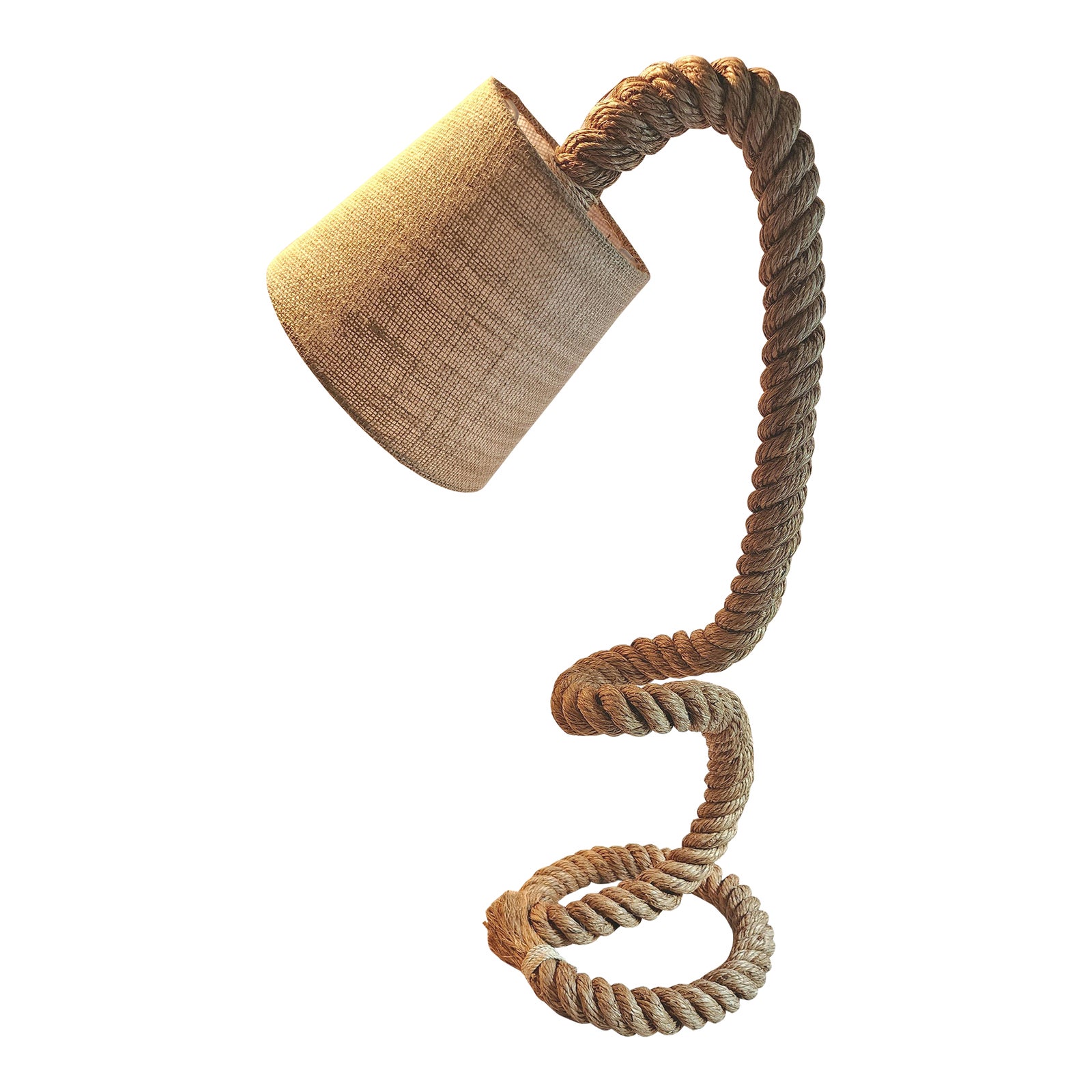 1980s Nautical Twisted Rope Lamp After Audoux & Minet 29.5
