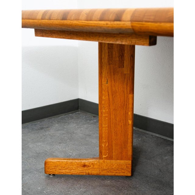 Mid Century Modern Dining Table Solid Oak Rectangular Kitchen Butcher Block MCM For Sale - Image 4 of 11