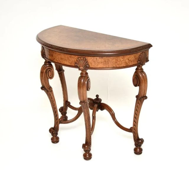 Antique Burr Walnut Console Table from Maple and Co, 1890s For Sale - Image 4 of 13