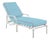 Haven Outdoor Chaise in Canvas Air Blue with Canvas Jockey Red Welt For Sale
