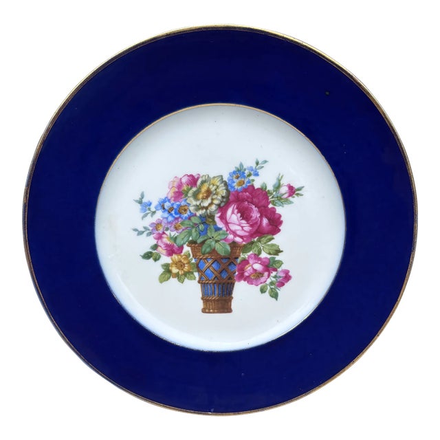 French Porcelain Flowers Bunch Plate Limoges Circa 1900 For Sale