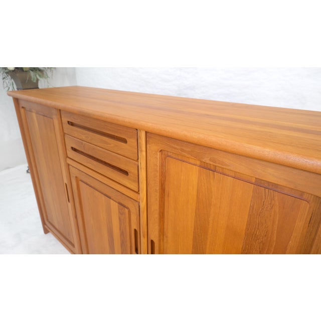 Durland Solid Teak Danish Mid Century Modern 45" Tall 3 Door Compartment Credenza MINT For Sale - Image 4 of 15