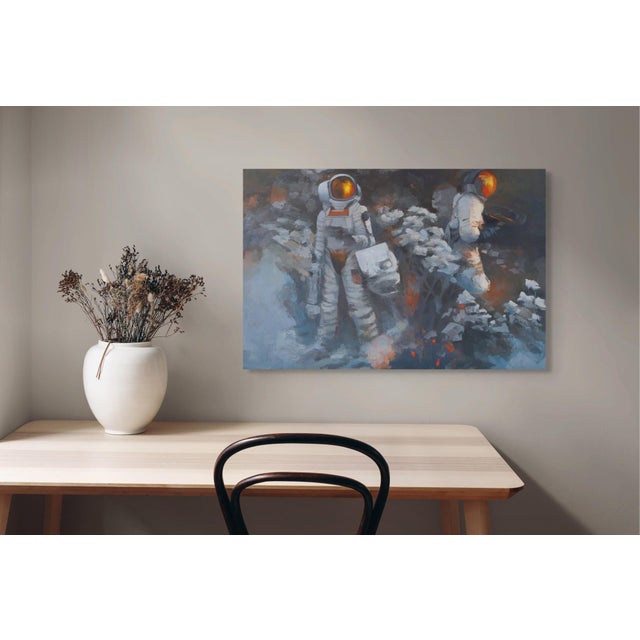 Early 21st Century Firefly by Shelli Langdale | Oil on gallery panel Astronauts exploring a snowy landscape. For Sale - Image 5 of 5