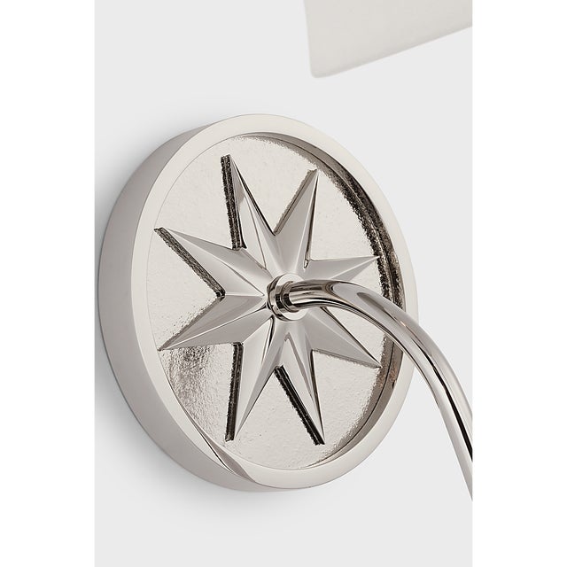 Visual Comfort Chapman & Myers for Visual Comfort Signature Polaris 17" Single Sconce in Polished Nickel with Linen Shade For Sale - Image 4 of 7