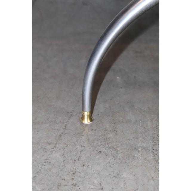 1980s Rare Brass and Steel Aged Mirrored Top John Vesey Style Ebonzed Writing Desk For Sale - Image 5 of 13