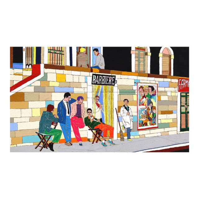 Lifestyle - Colorful Quirky Figurative Mixed Media Art on Wood Original Artwork by Fabio Coruzzi For Sale